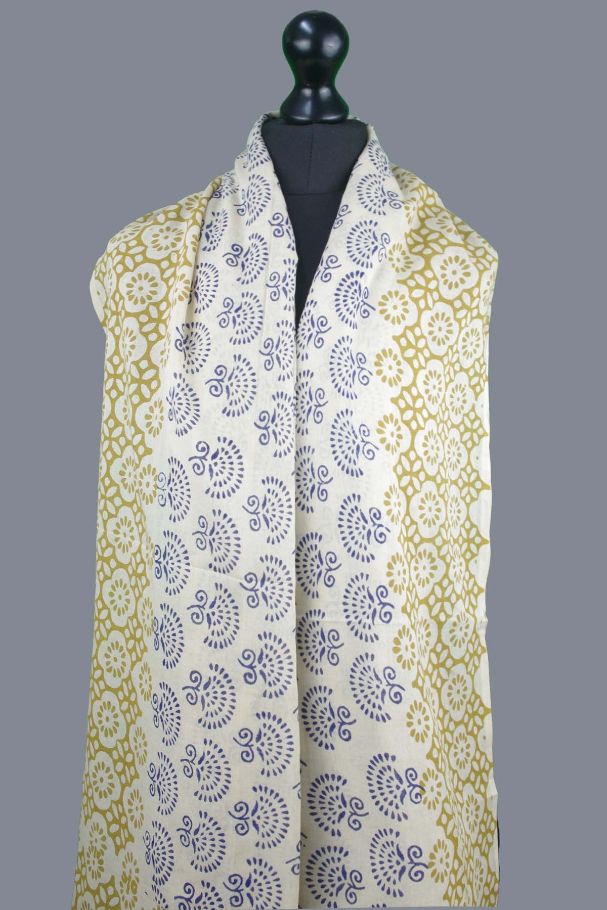 Bagru Beach Coverup Sarong Pareo - Vintage Jaal & Blue Buti Print