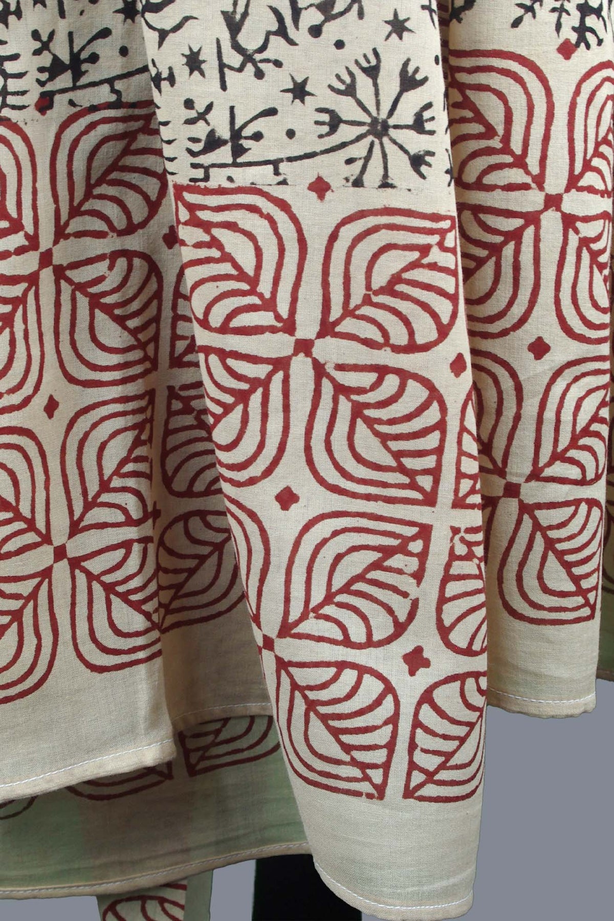 Bagru Beach Coverup Sarong Pareo - Rust & Black Warli Print