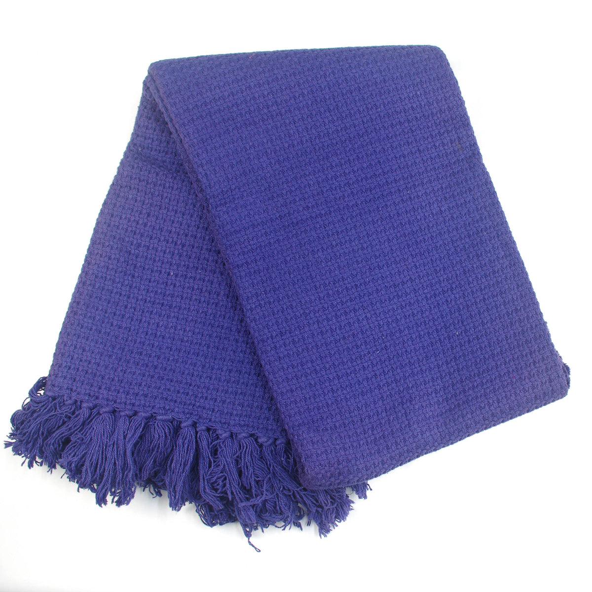 Cotton Handloom Plain Dye  Stonewash Throw- Navy Blue