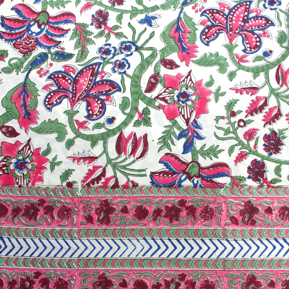Berry Floral Jaal Block Printed Rectangle Tablecloth Table Cover