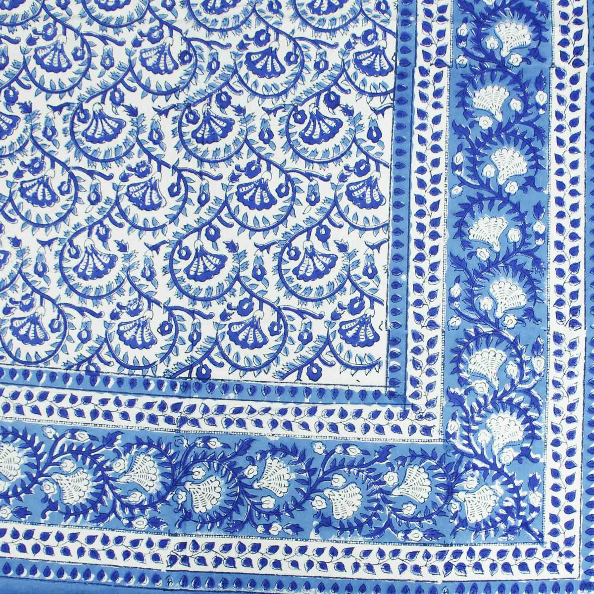 Blue Floral Jaal Print Rectangle Tablecloth Table Cover