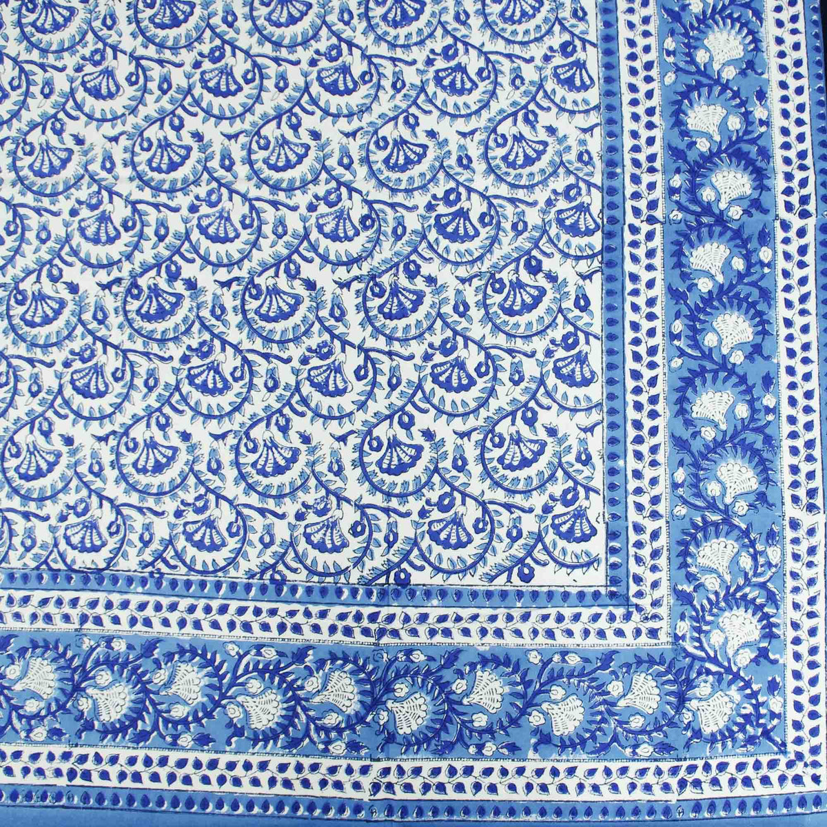 Blue Floral Jaal Print Rectangle Tablecloth Table Cover
