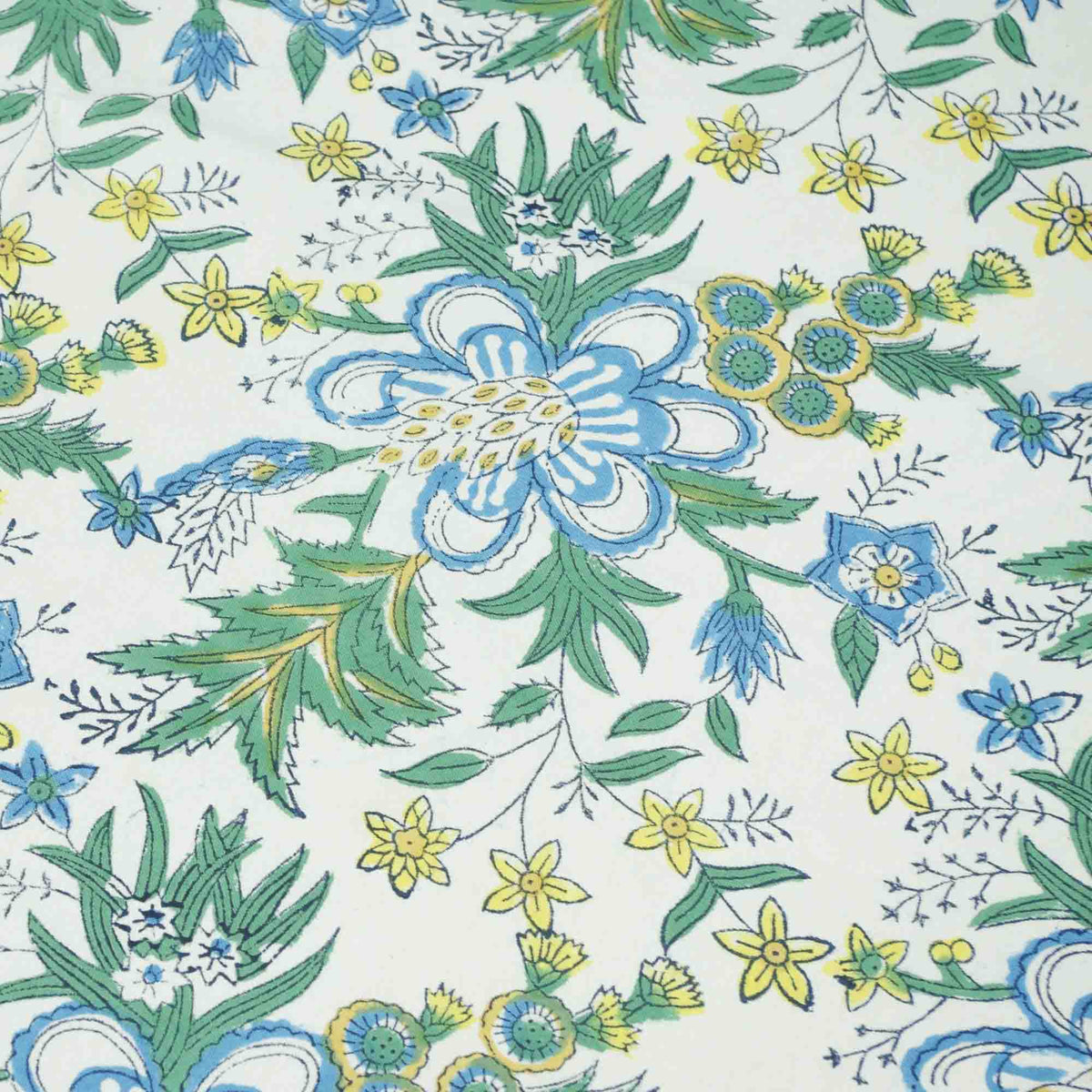Blue Floral Print White Rectangle Tablecloth Table Cover