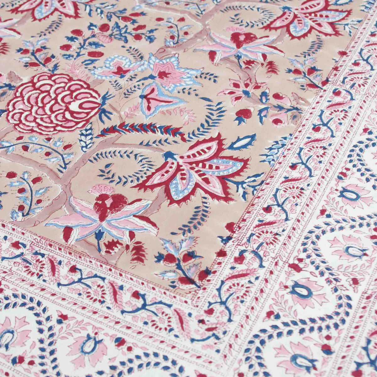 Beige Floral Print Rectangle Tablecloth Table Cover