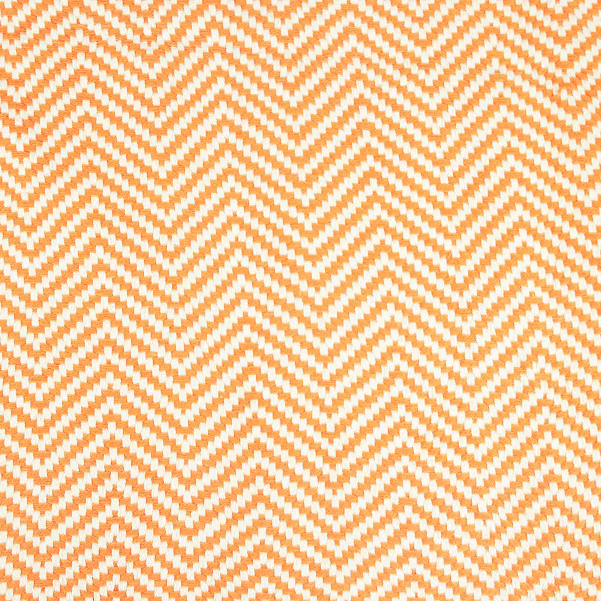 Soft Cotton Herringbone Throw With Fring - Orange & White Zig-Zag Lines