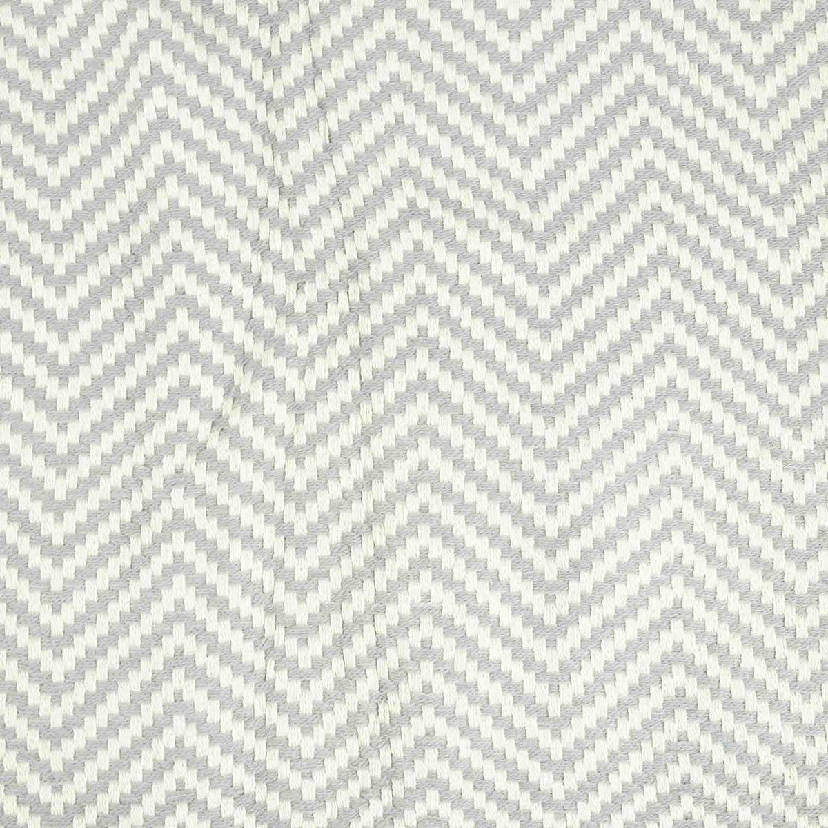 Soft Cotton Herringbone Throw With Fring - Light Grey & White Zig-Zag Lines