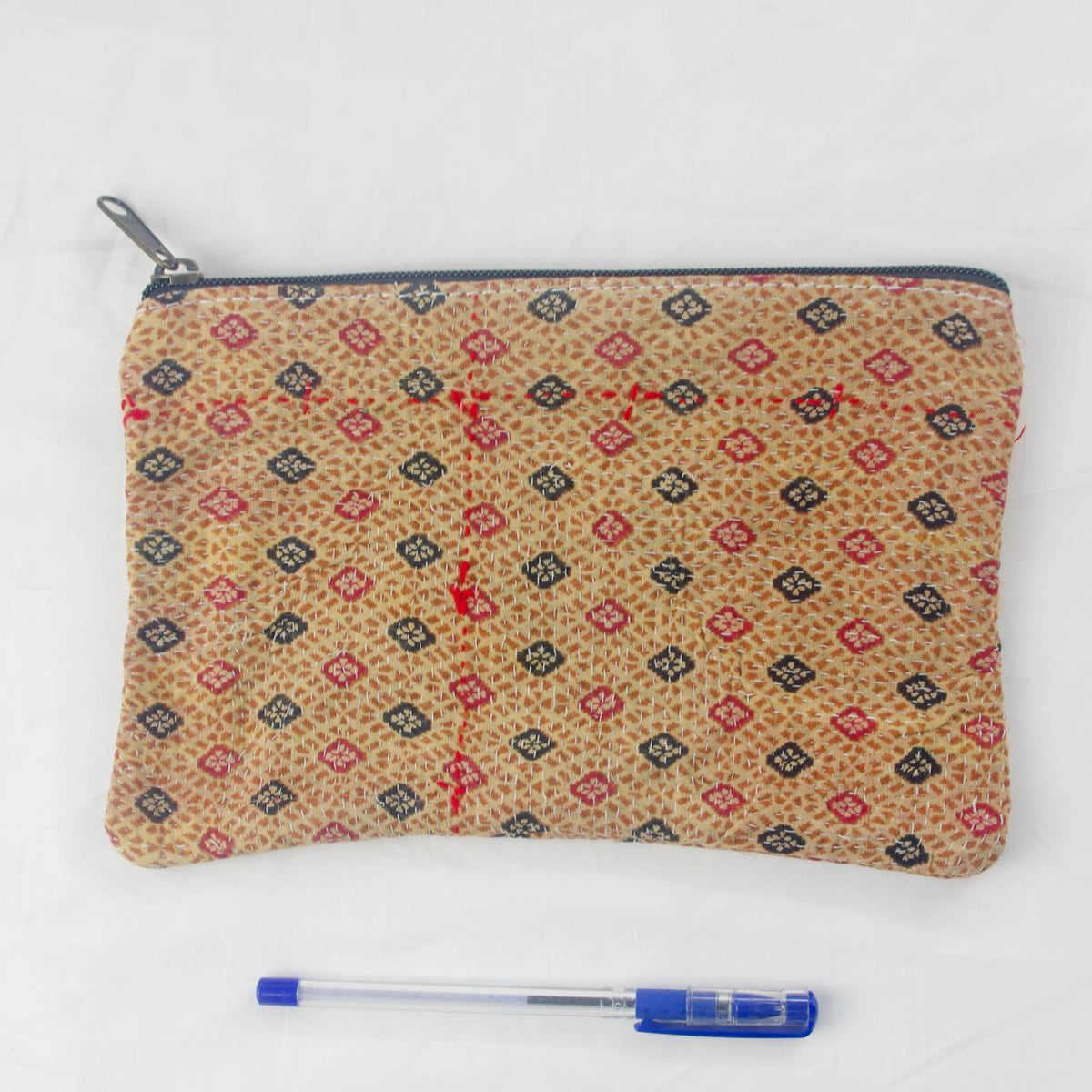 Jahrgang Kantha Beutel, Kosmetiktasche - Orange Mandala