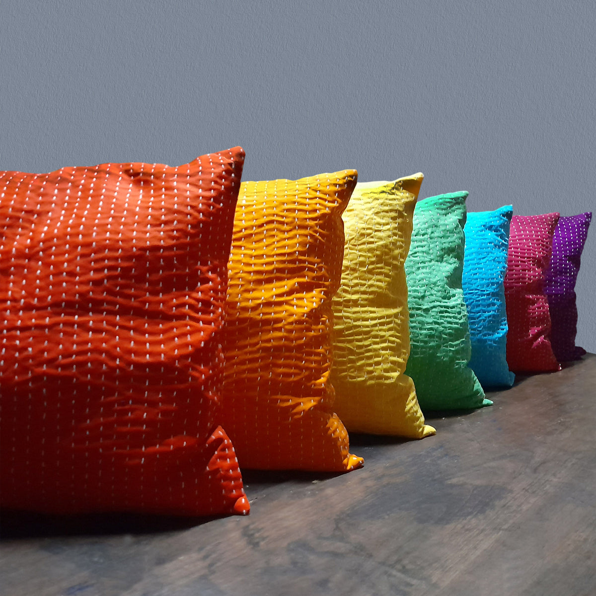 Rainbow Colour Kantha Cushion Covers 18''/45cm