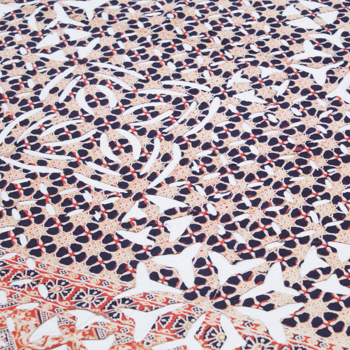 Orange Farbe Ajarakh Cutwork Applikation Kantha Tagesdecke