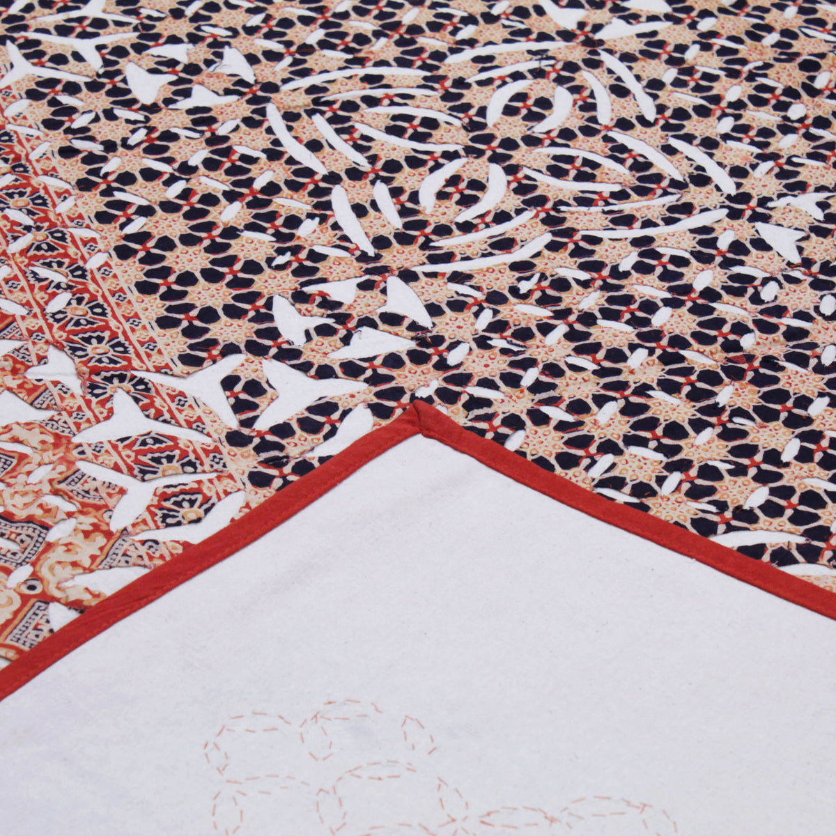 Orange Farbe Ajarakh Cutwork Applikation Kantha Tagesdecke