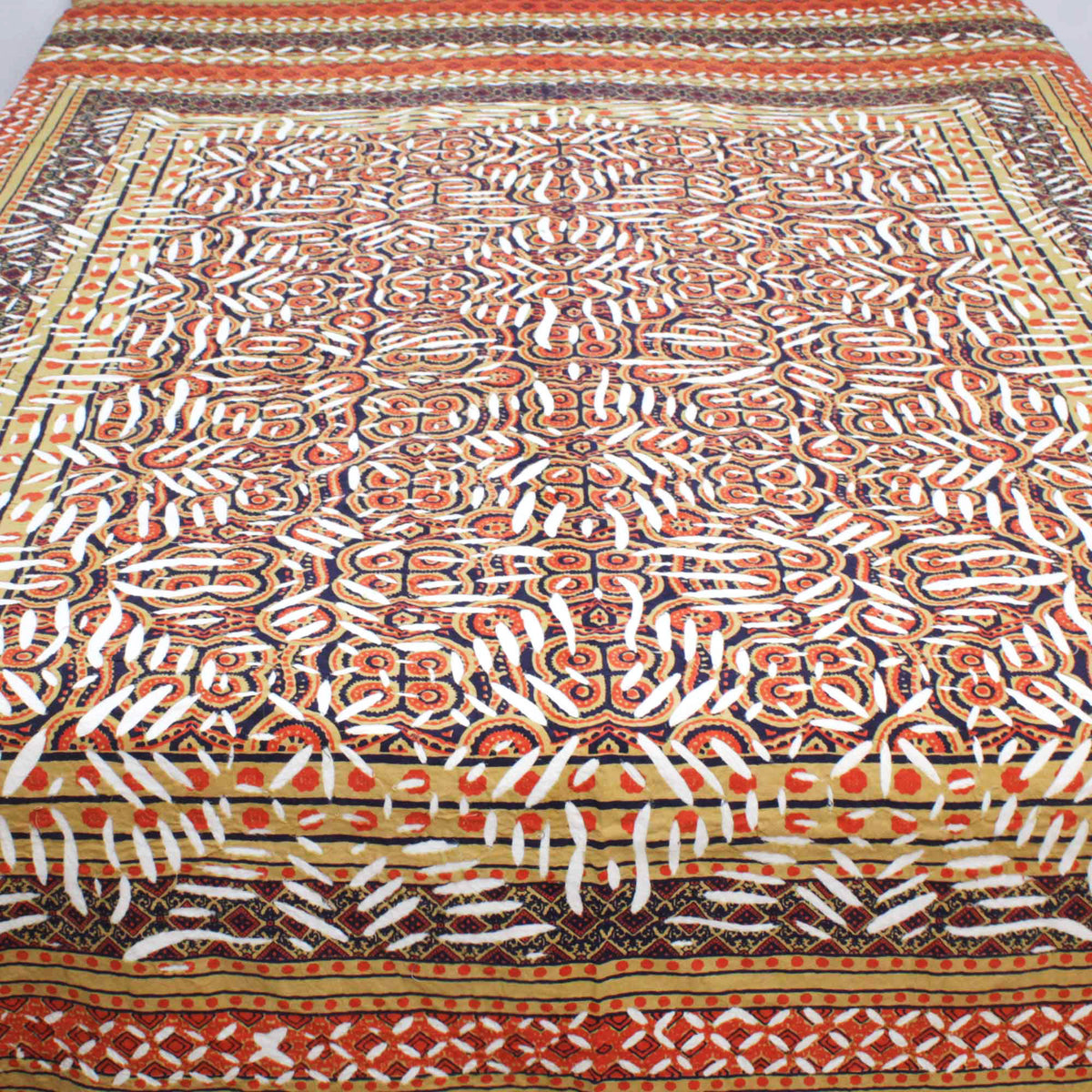 Ajarakh Cutwork Bohemian Applique Kantha Bedspread