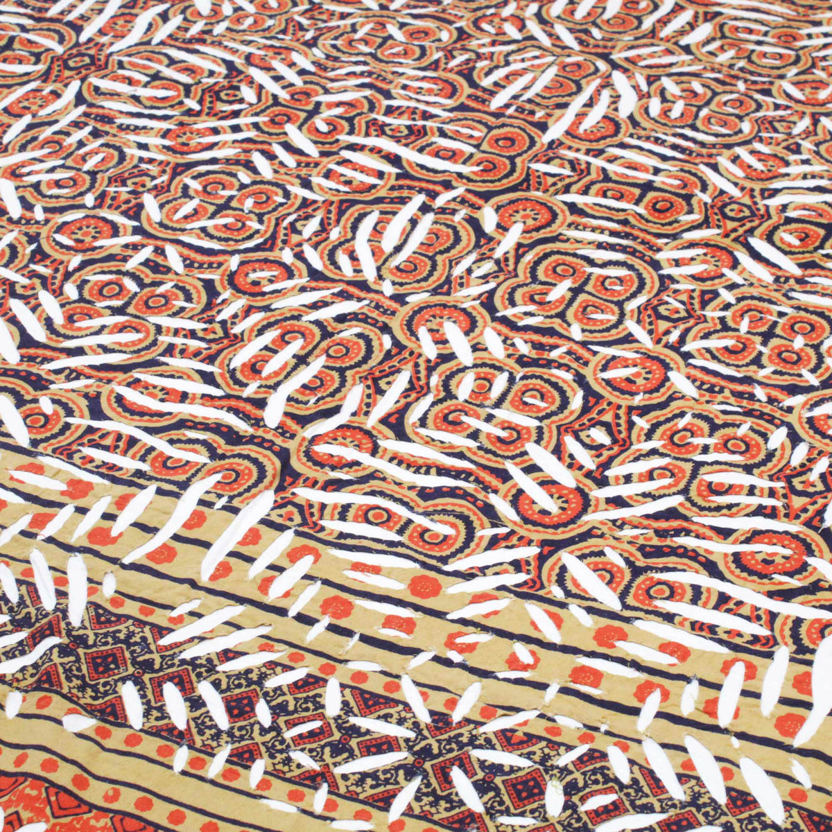 Ajarakh Cutwork Bohemian Applique Kantha Bedspread