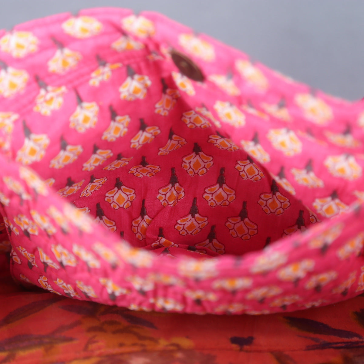 Cotton Quilted Large Shopping / Beach Bag - Yellow Flowers On Pink