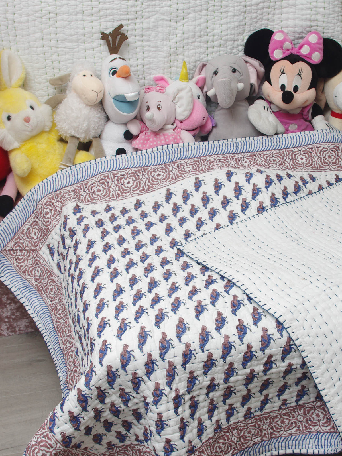Kantha Blanket Quilt BQ17 aus reiner weicher Baumwolle für Babys