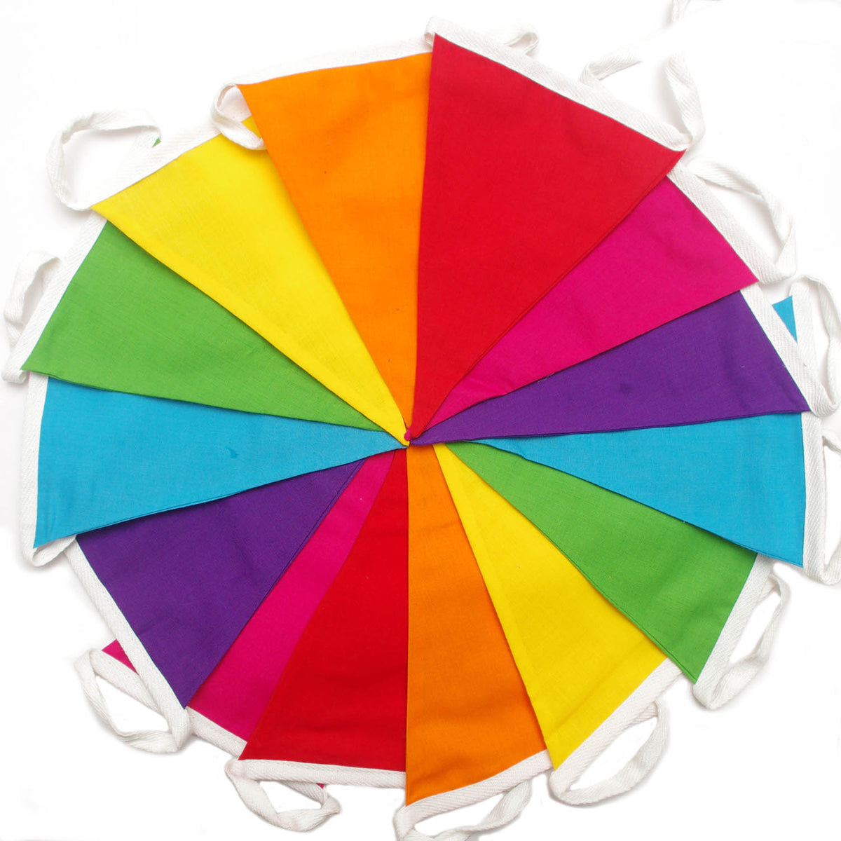 Bunting Banner aus hellem, einfarbigem, doppellagigem Regenbogenstoff, 3 m / 5 m / 10 m