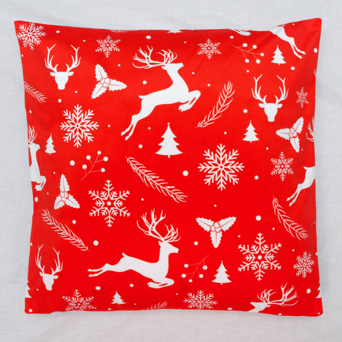 Velvet Christmas Cushion Cover-Red & White
