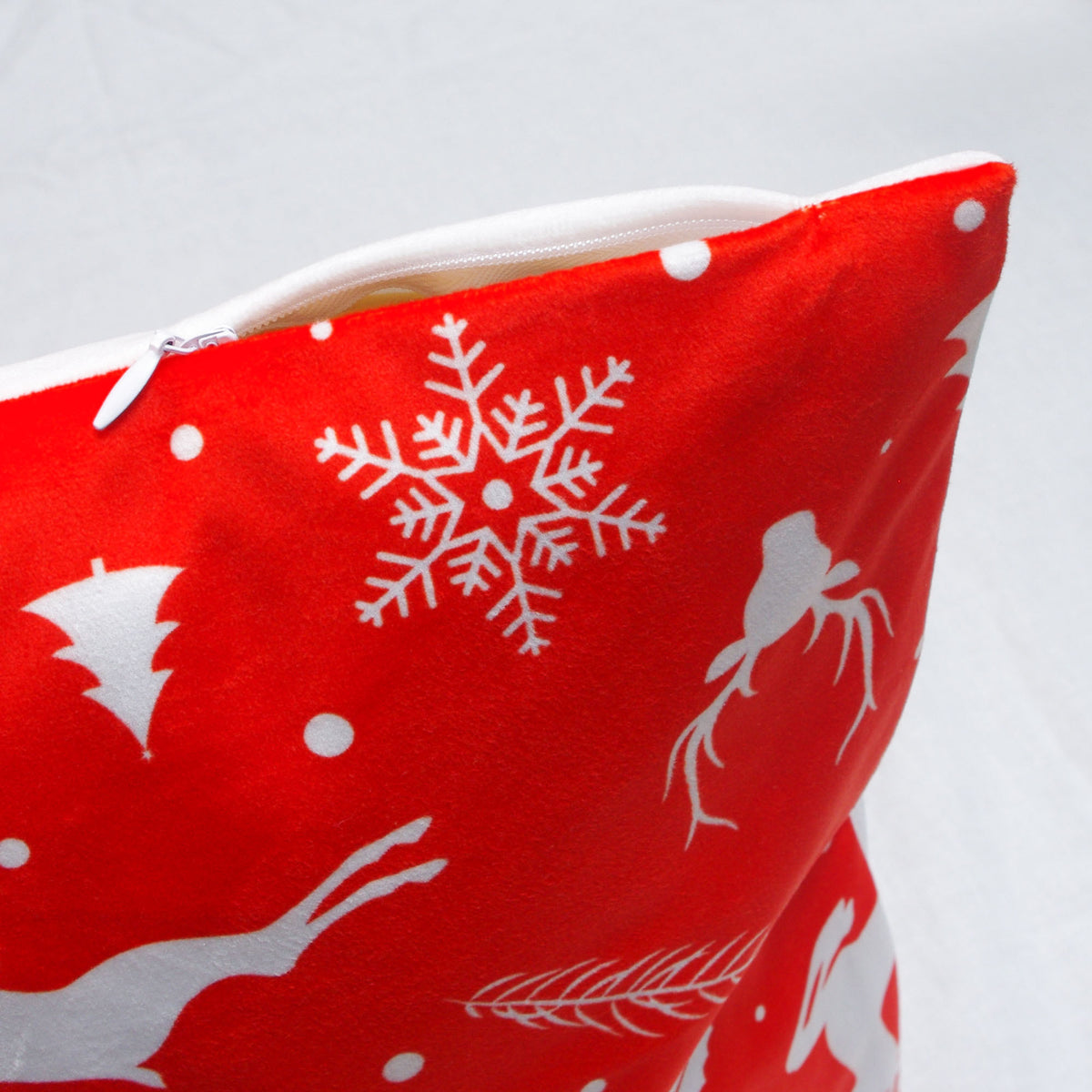 Velvet Christmas Cushion Cover-Red & White