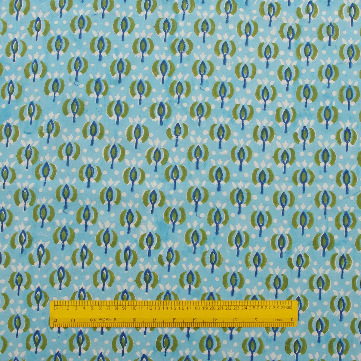 Indian Hand Block Print 100% Cotton Sky Blue Women Dress Fabric Design 153
