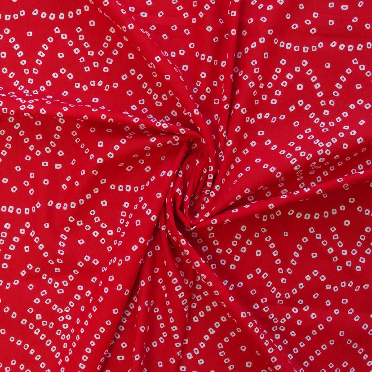 Hand Siebdruck 100 % Baumwolle Rot Bandhani Damen Kleid Stoff Design 161