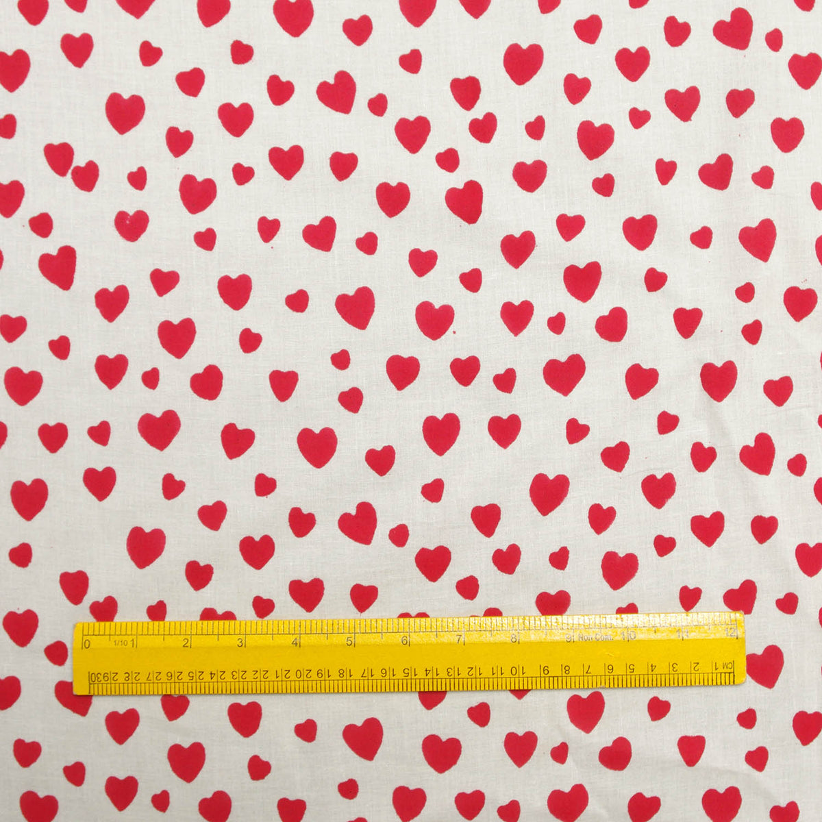 Red Hearts Block Print 100% Cotton Women Dress Fabric Design 227