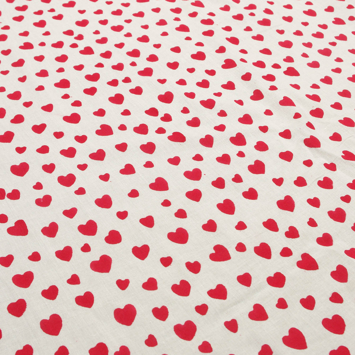 Red Hearts Block Print 100% Cotton Women Dress Fabric Design 227