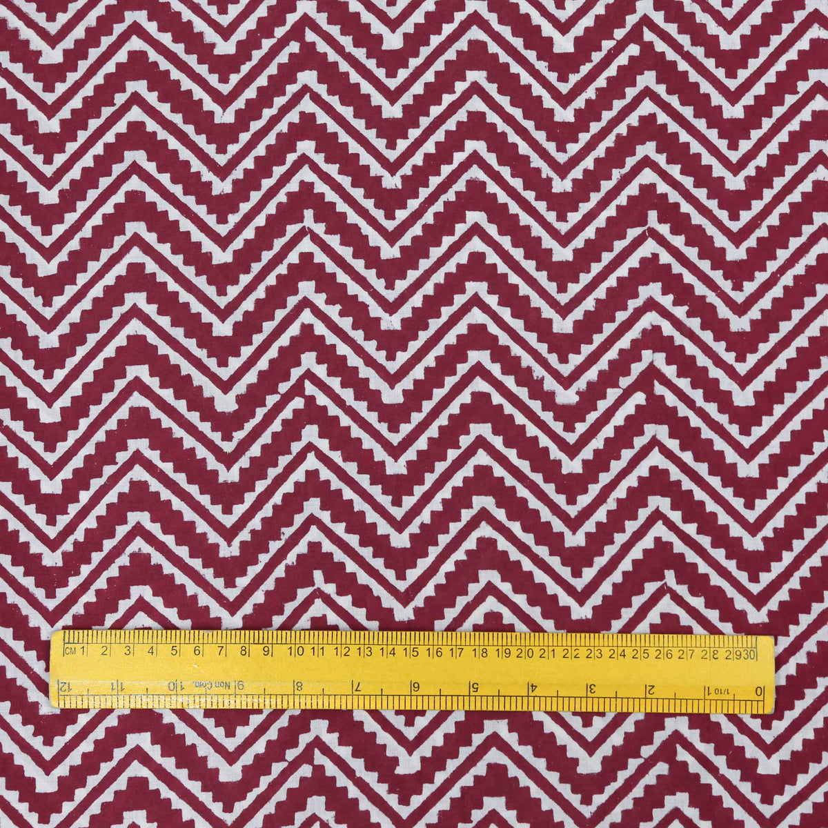Bagru Block Print Chevron On Maroon Women Dress Fabric Design 240