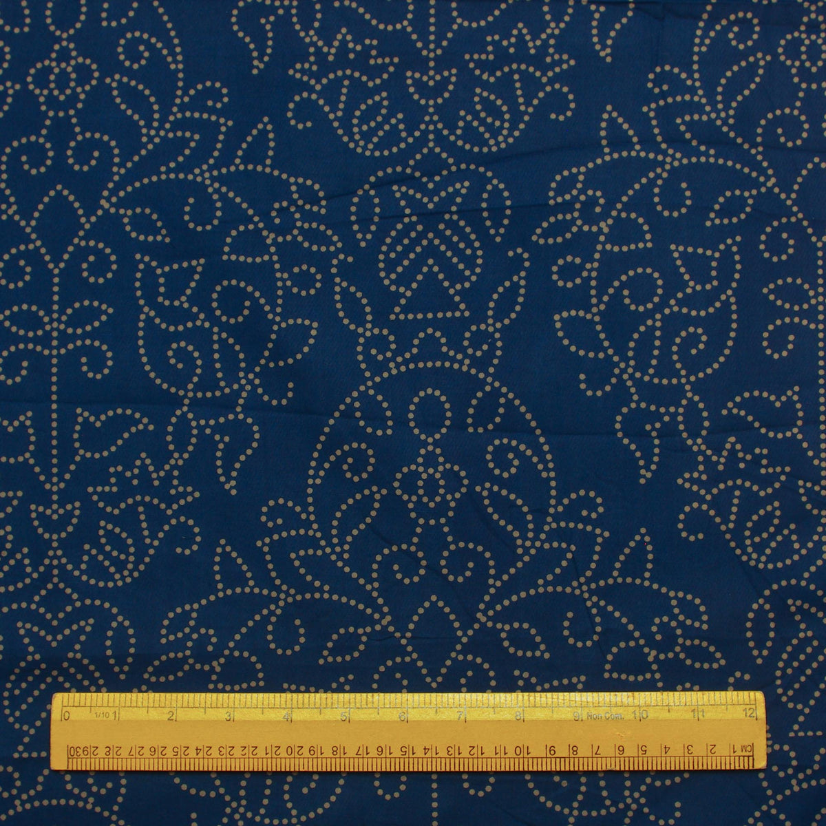 Dark Blue Bandhani Dots Hand Screen Printed Cotton Fabric Design 303