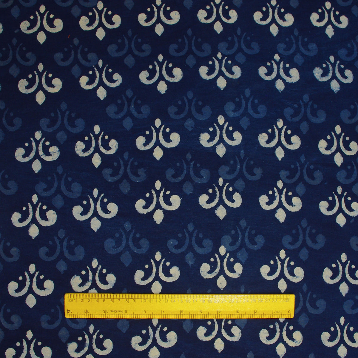 Hand Block Printed Dabu Natural Indigo Paisley 100% Cotton Fabric Design 329