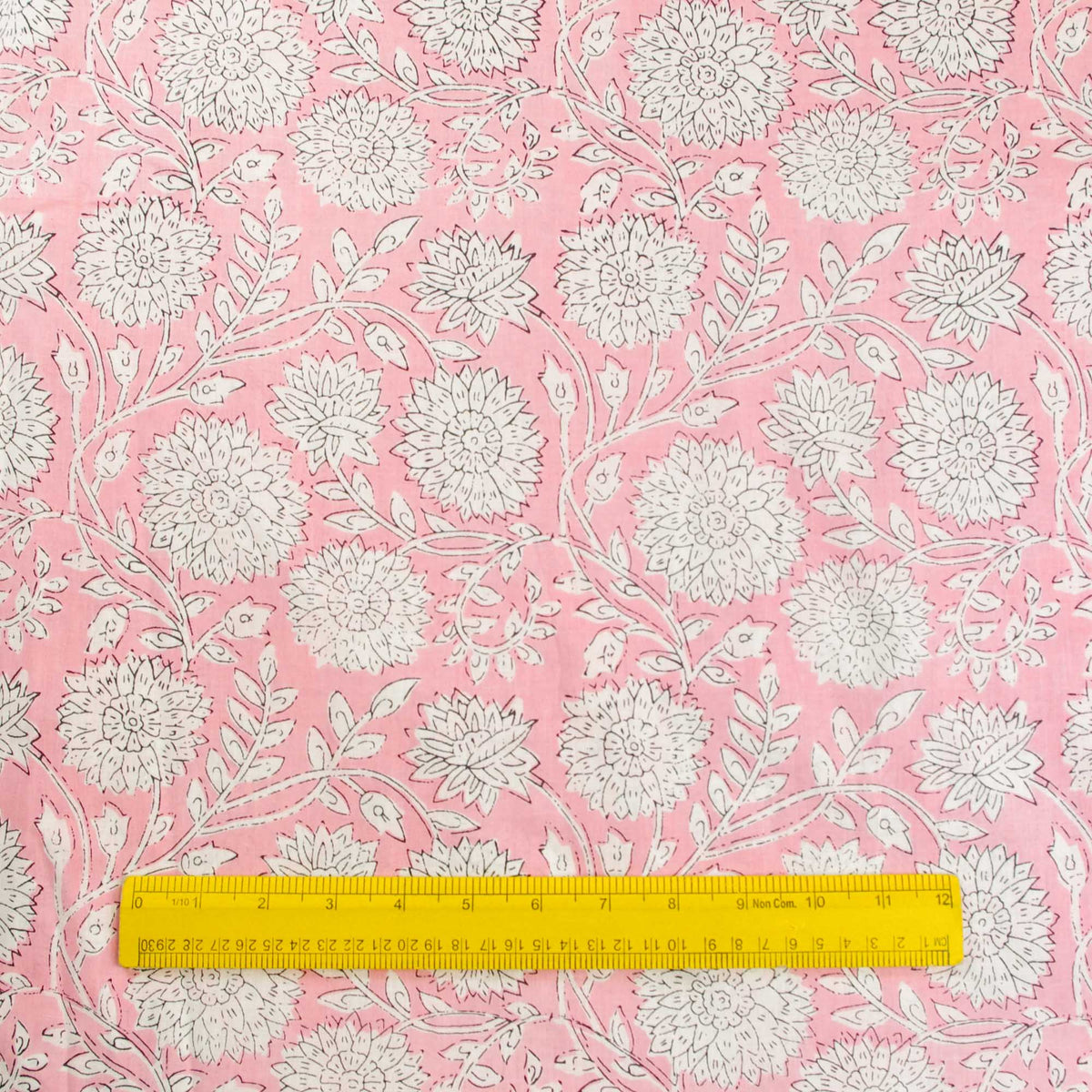 Baby Pink Floral Hand Block Print 100% Baumwolle Damen Kleid Stoff Design 350