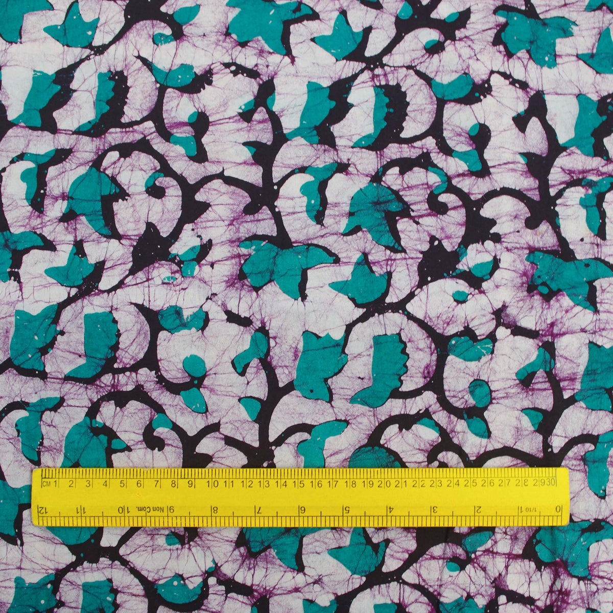 Batik Hand Printed Pure Cotton Fabric - Teal Floral