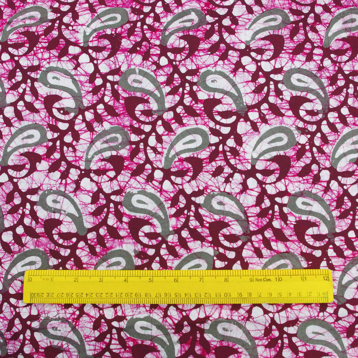 Batik Hand Printed Pure Cotton Fabric - Pink Paisley