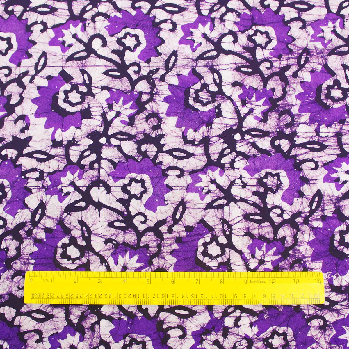 Batik Hand Printed Pure Cotton Fabric - Purple Floral