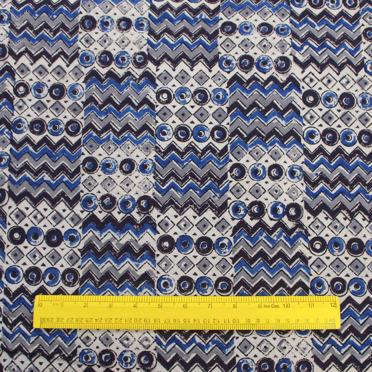 Kalamkari Grey Geometric Hand Block Printed Upholstery Fabric -Design 413