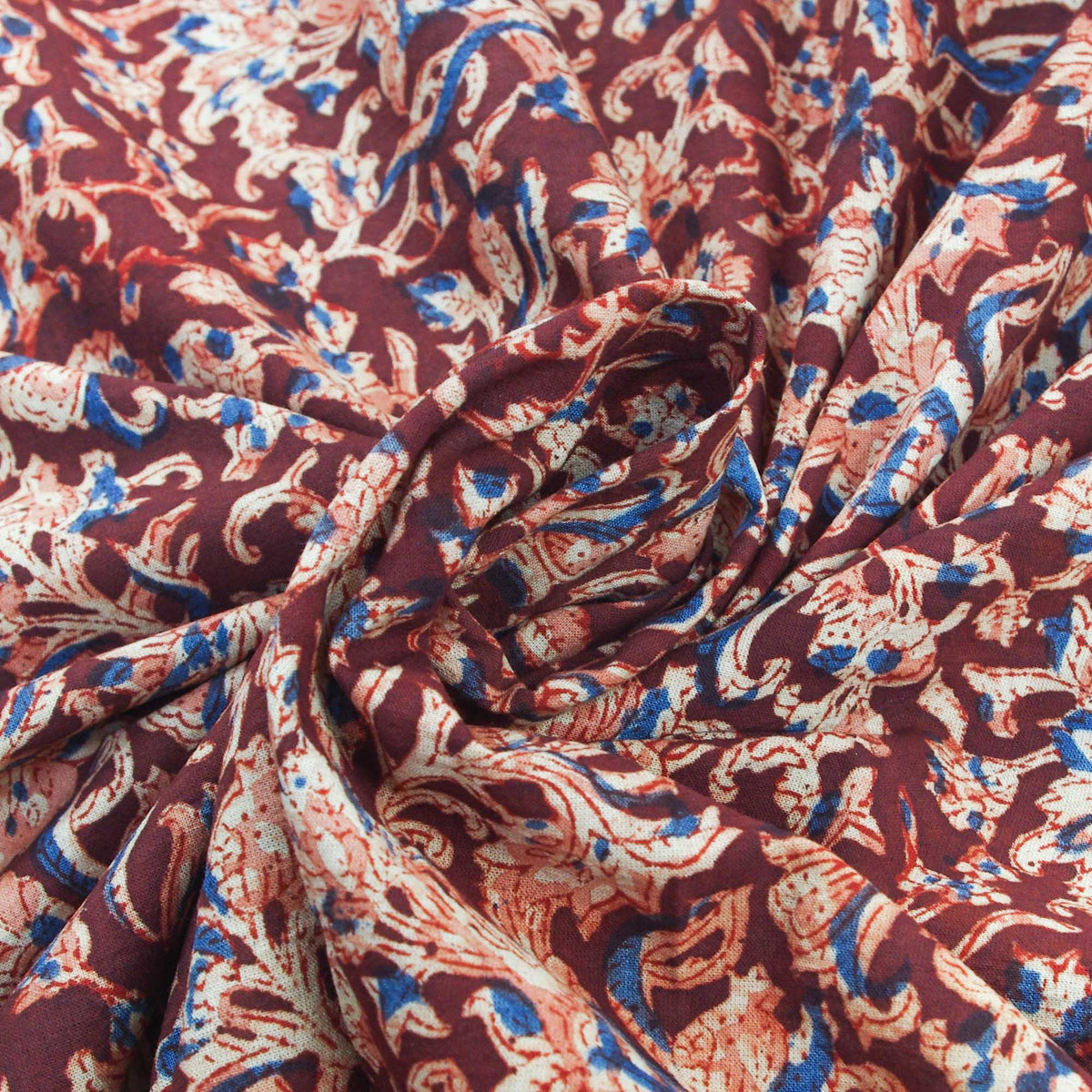 Kalamkari Brown Handblock bedruckter Möbelstoff – Design 414