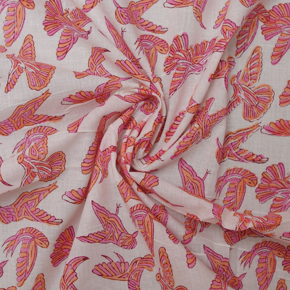 Indian Hand Block Print Bird Print 100% Cotton Women Dress Fabric Design 52 - Kantha Decor