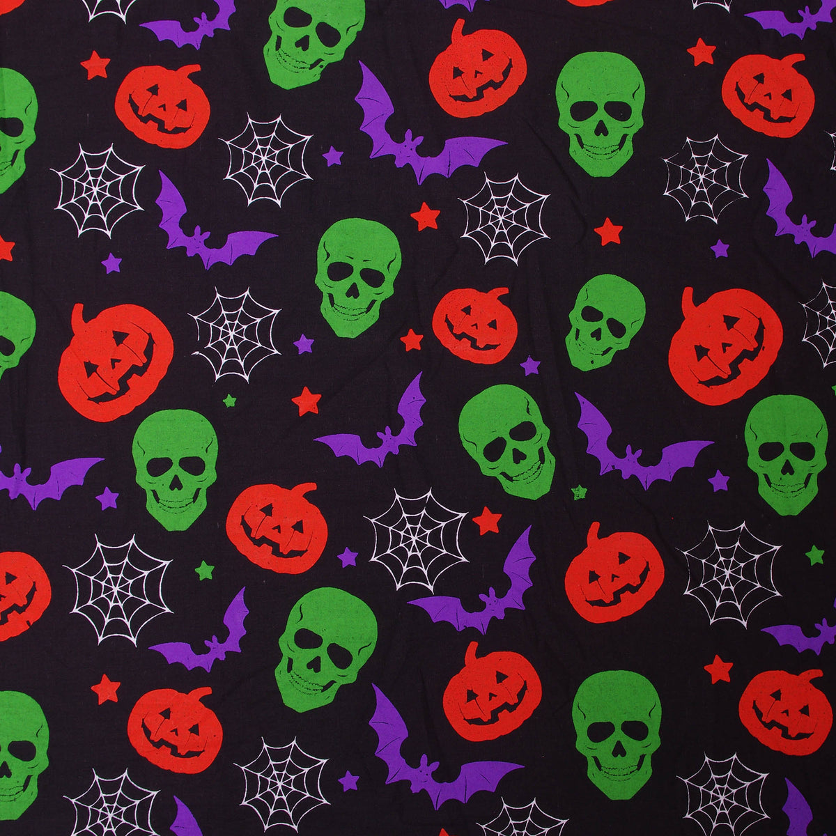 Halloween Cotton Spooky Scary Skulls, Pumpkins ,Bats Fabric Cloth
