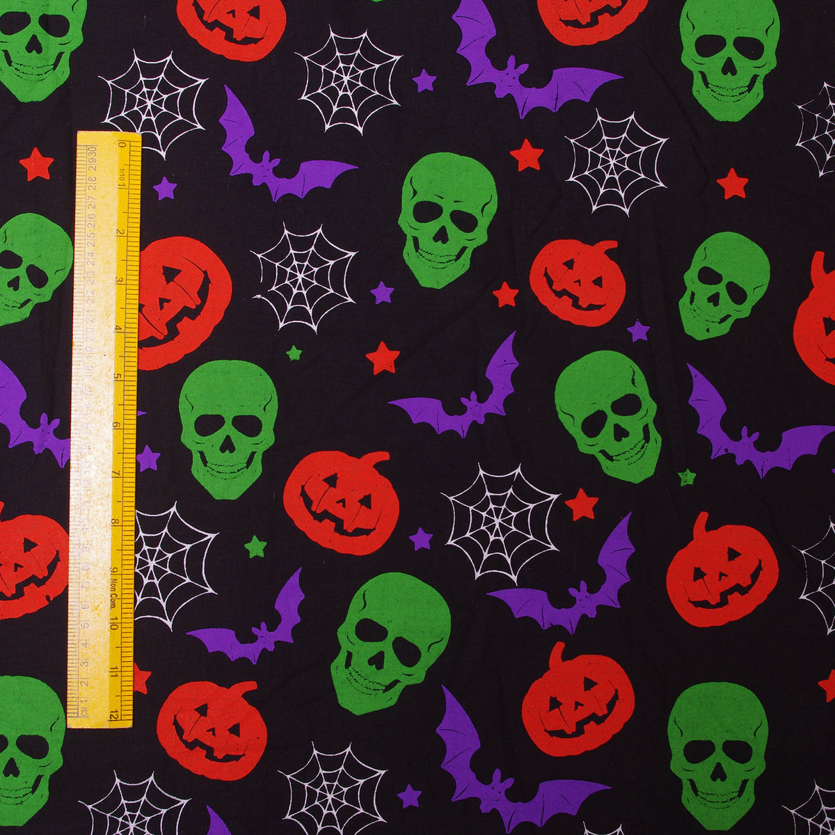 Halloween Cotton Spooky Scary Skulls, Pumpkins ,Bats Fabric Cloth