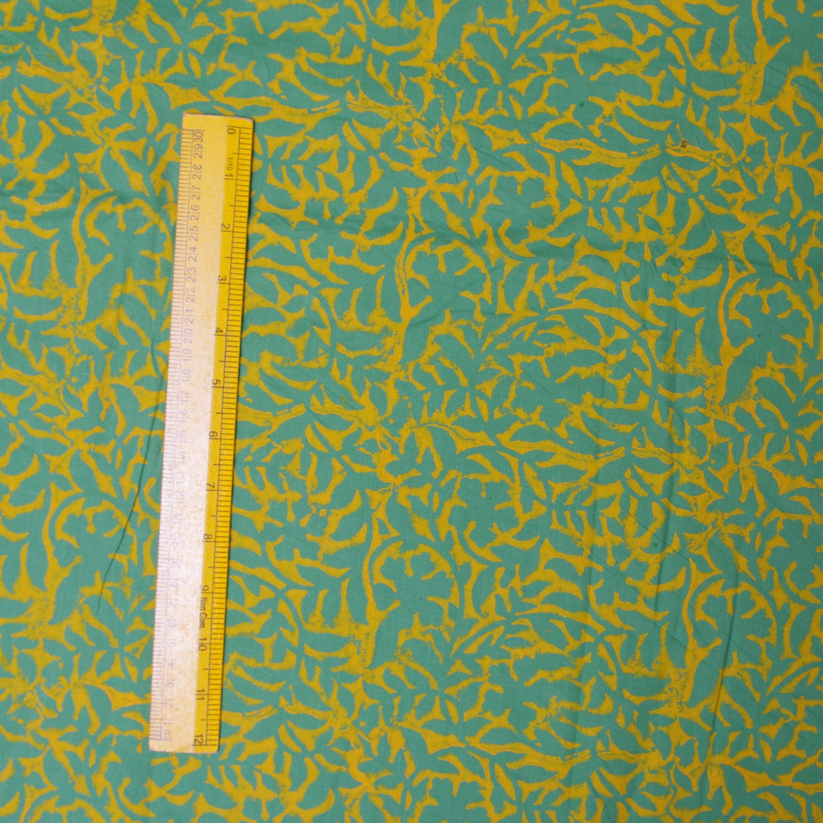 Indian Hand Block Gad Print Green Senf Yellow Floral 100% Cotton Women Dress Fabric Design 142