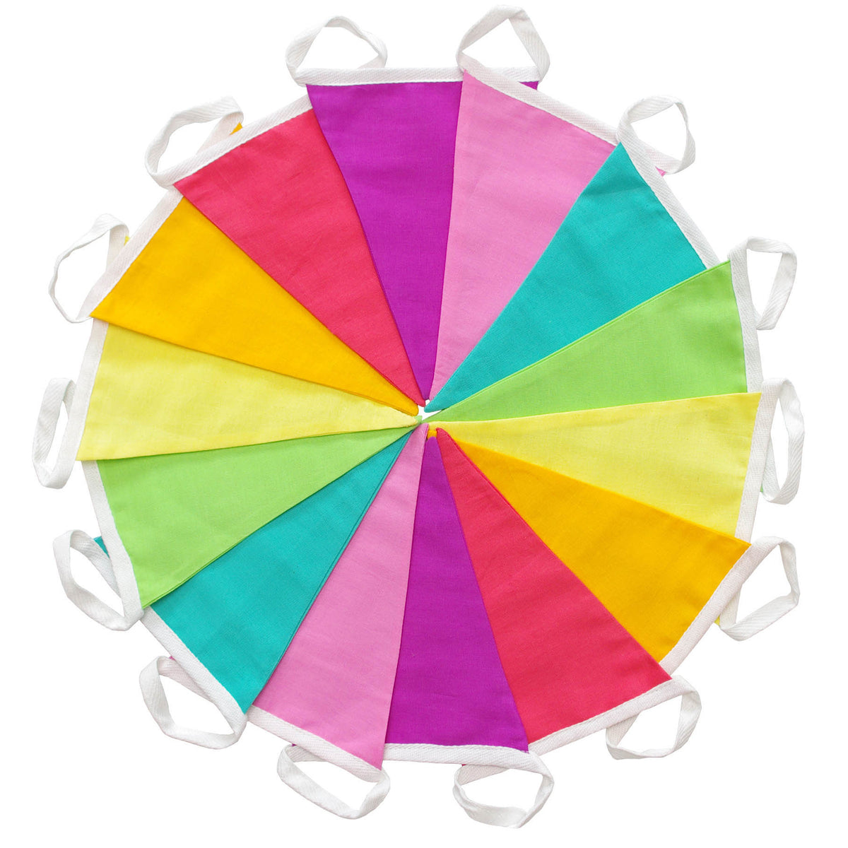 Pastel Colour Plain Double Layered Rainbow Fabric Bunting Banner 14 Flags