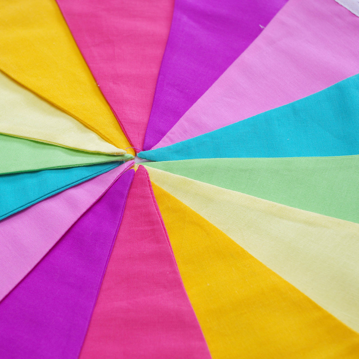 Pastel Colour Plain Double Layered Rainbow Fabric Bunting Banner 14 Flags