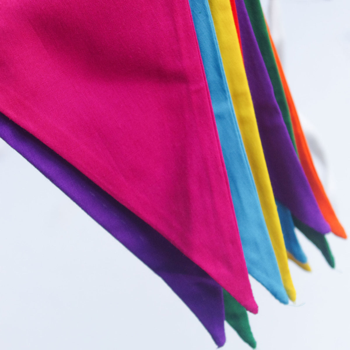 Multi-Coloured Bright Rainbow Plain Double Layered Fabric Bunting Banner 3m / 5m /10 m