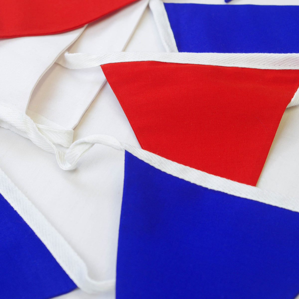 Red White and Blue Plain Fabric Bunting Banner, 3M, 5M & 10M