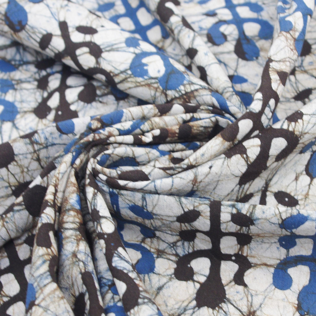 Batik Hand Printed Pure Cotton Fabric - Grey