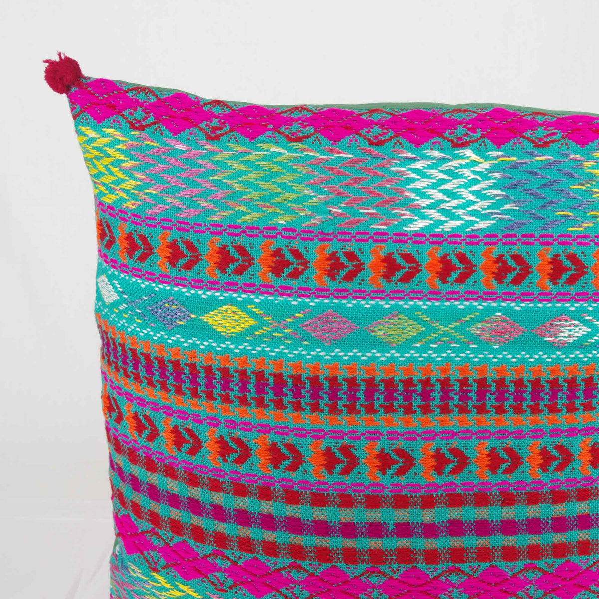 Bohemian Handloom Cotton Cushion Cover - Multicolour Green
