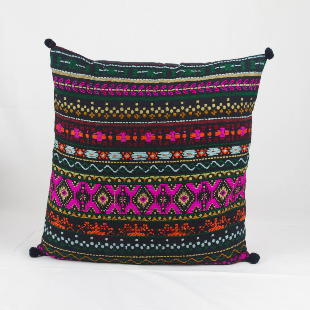 Bohemian Handloom Cotton Cushion Cover - Black
