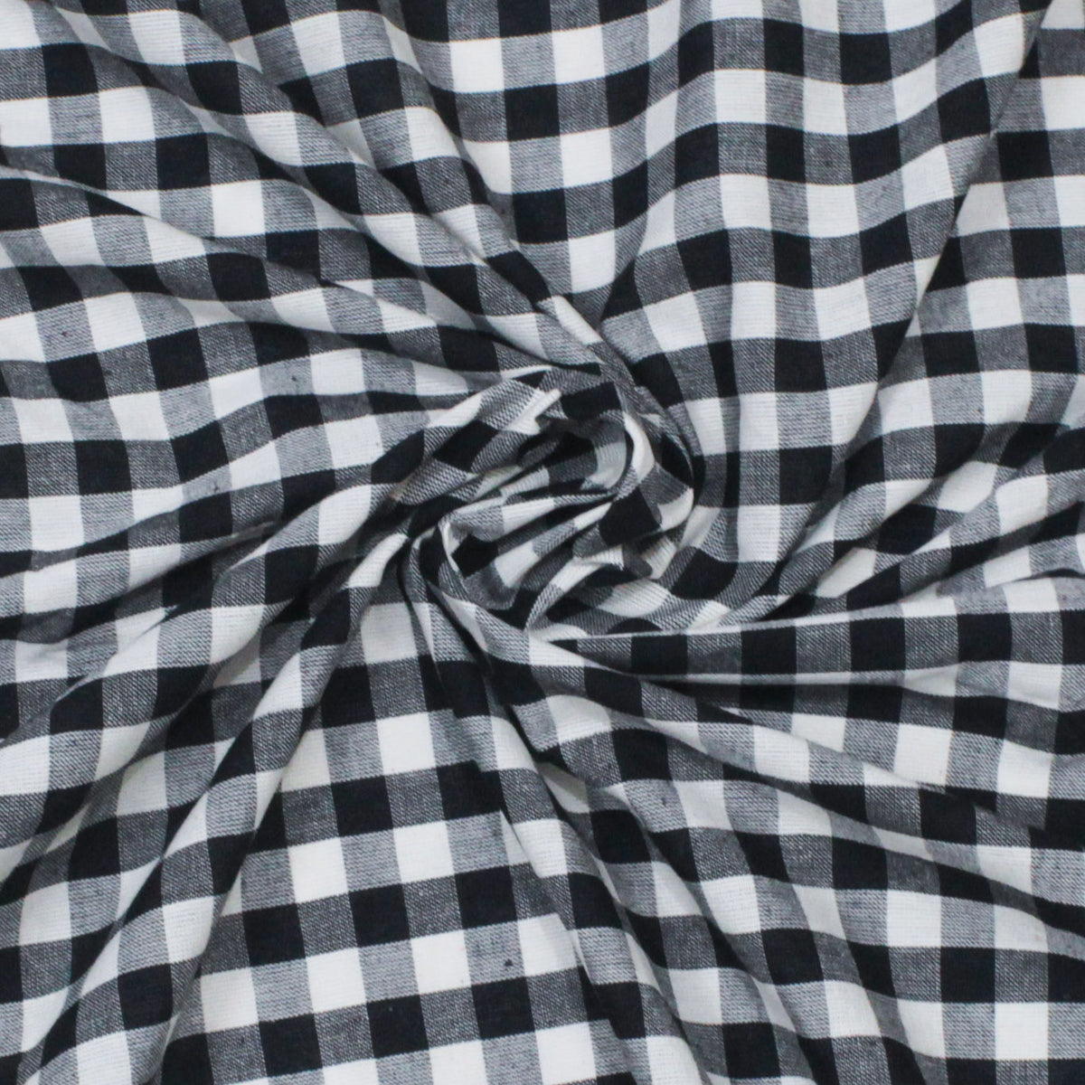 Ikat Hand Woven Cotton Fabric Design - Black & White Gingham Weave