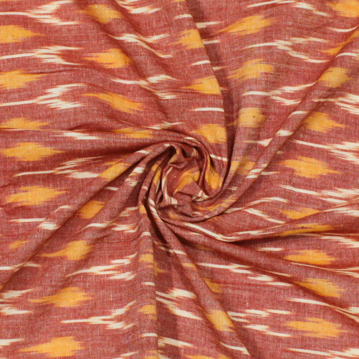 Ikat Hand Woven Cotton Fabric Design - Rusty Orange