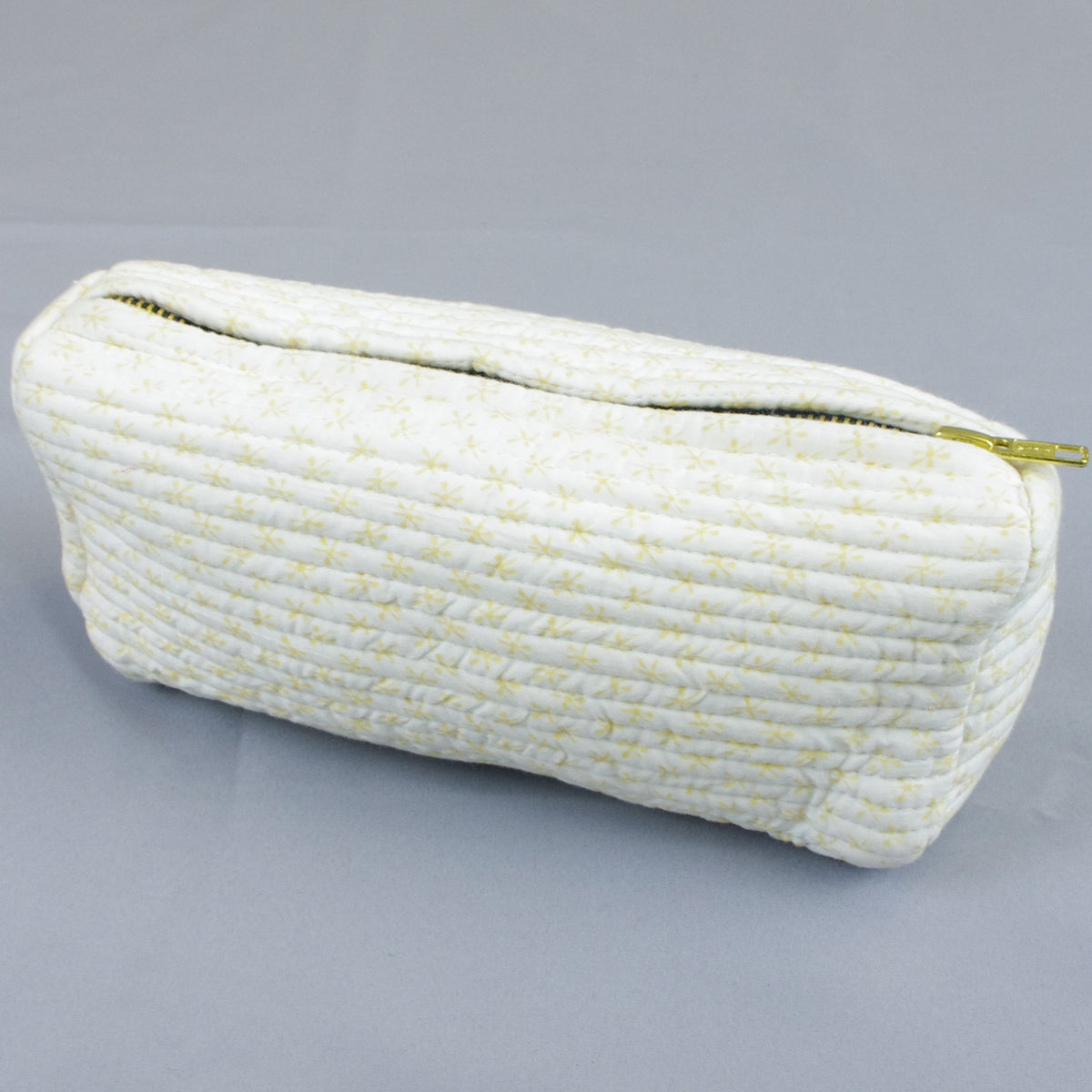 Block Print Makeup Pouch or Pencil Case- White