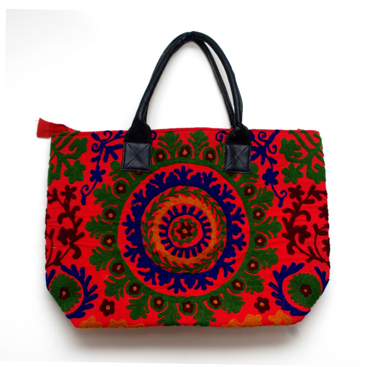 Suzani Embroidered Indian Handwork Multicoloured Tote Shoulder bag Beach bag-Kantha Decor