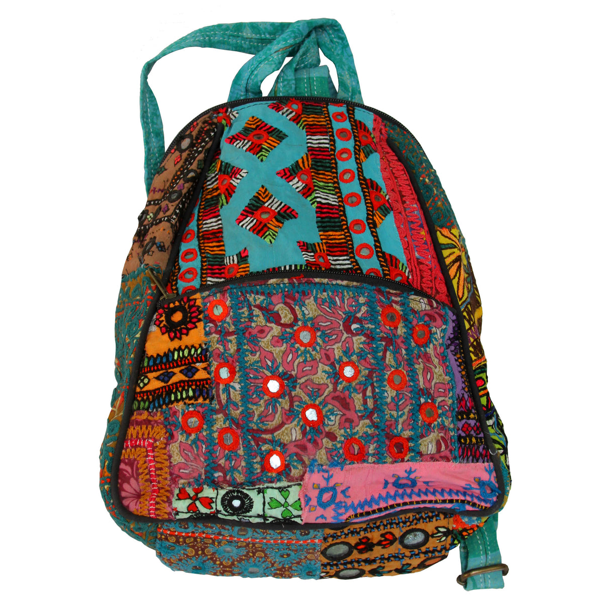 Vintage Banjara Backpack -Mirror Teal Floral